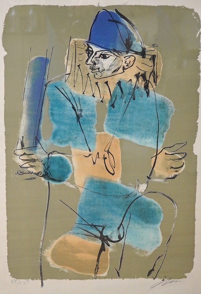 Hans Erni (Swiss, 1909-2015), colour lithograph, ‘Harlequin’, signed in pencil, limited edition 44/150, 64 x 49cm. Condition - fair to good